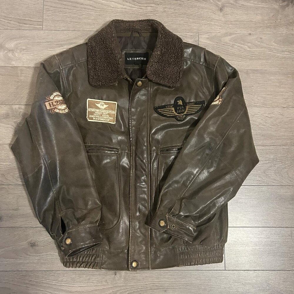 M - Vintage Hi-Buxter Commando Leather Bomber Jacket - by LeMercier